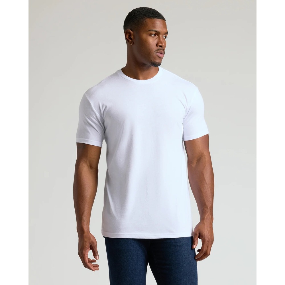 True Classic Mens Crew Neck Short Sleeve Tee White Cotton Blend Basic T-Shirt XL
